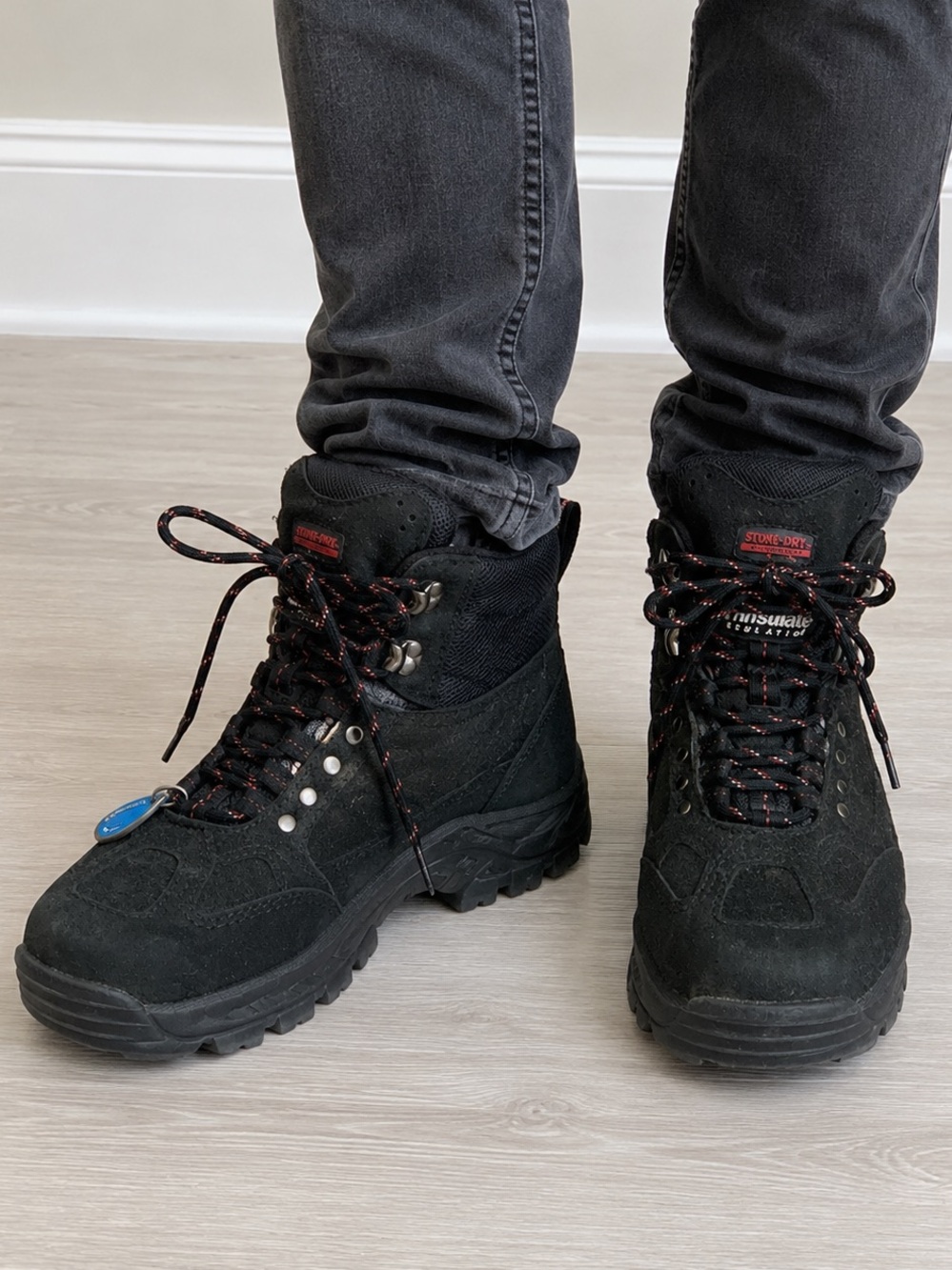 Stone-Dry Waterproof 3M Thinsulate Insulated Hiking Work Boots Mens Size 6 Black